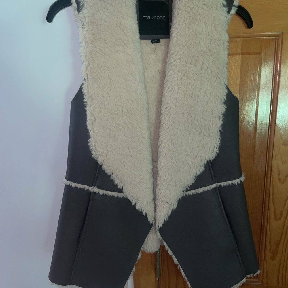 Maurices Gray and Cream Sherpa Vest